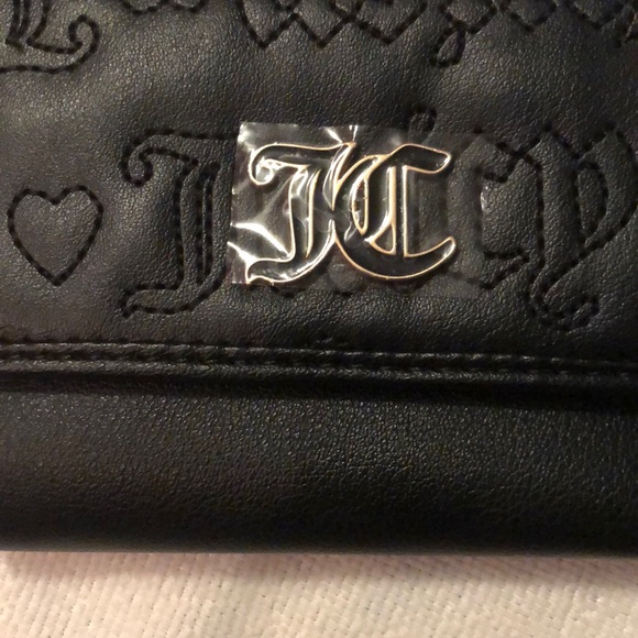 Juicy Couture Liquorice Black Pink League Double Sided Trifold Wallet NWT - Picture 6 of 16